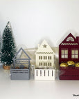 Steelouette Christmas chocolate boxes in the shape of houses, great for decorating your home during the holidays