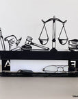 Front view of a lawyer customized gift for their office, can be used for compact belongings, created by Steelouette