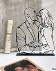 A customized metal couple portrait. A great gift idea and home decoration product by Steelouette