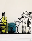 Steel decorative gift item featuring a bartender with drinks and glasses. A great gift idea and home decoration product by Steelouette.