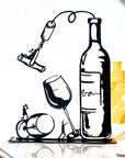Steel decorative gift item featuring a wine bottle and two glasses. A great gift idea and home decoration product by Steelouette.