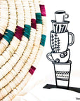 Steel decorative gift item featuring a stack of five coffee cups