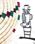 Steel decorative gift item featuring a stack of five coffee cups