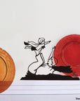 Steel decorative gift item featuring a father and son having fun together.