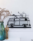 Steel decorative and gift item showcasing a thrilling adventure on a van with a loved one.