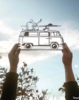 Steel decorative and gift item showcasing a thrilling adventure on a van with a loved one.