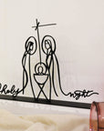 Steel decorative gift item featuring Jesus Christ, Mary, and Joseph