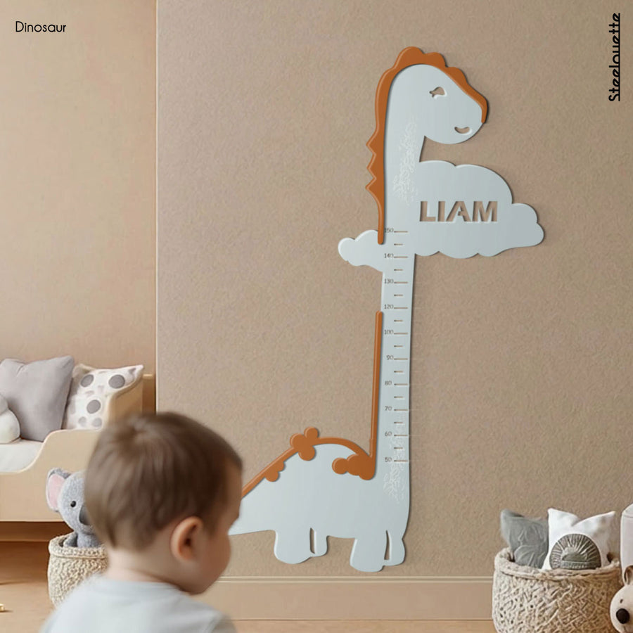 A gift for a newborn's or baby's room, personalized to his name. A decorative, customizable, colorful and modern growth chart and room decoration design by Steelouette.