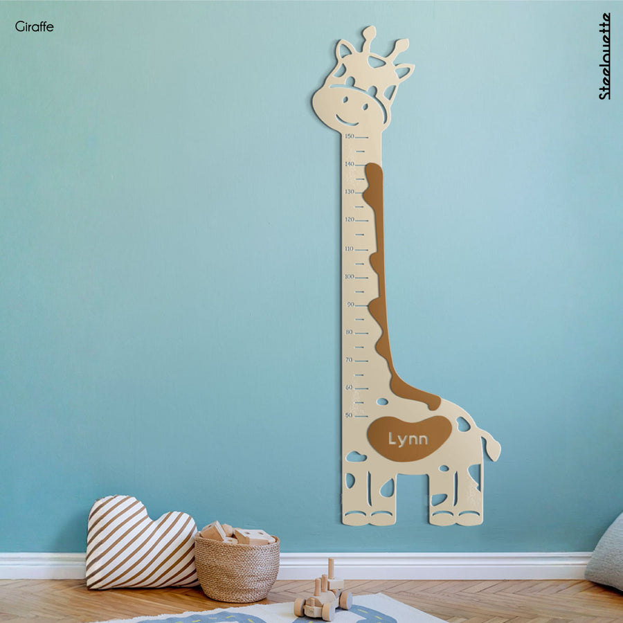A gift for a newborn's or baby's room, personalized to his name. A decorative, customizable, colorful and modern growth chart and room decoration design by Steelouette.