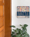 Wall hanged metal product of a door sign for your home, customized with your family name. A great gift idea and home decoration product by Steelouette.