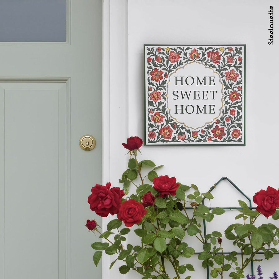 Wall hanged metal product of a door sign for your home, customized with your family name. A great gift idea and home decoration product by Steelouette.