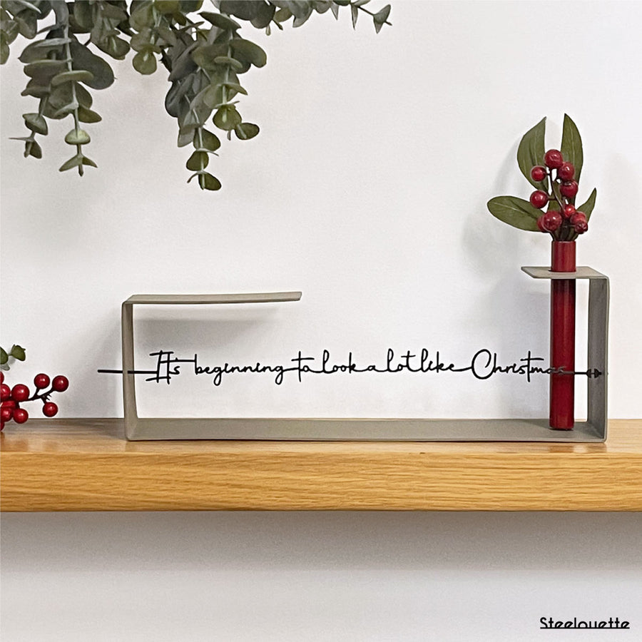 Steelouette Christmas quote decoration with flower tube for your home, office or shop