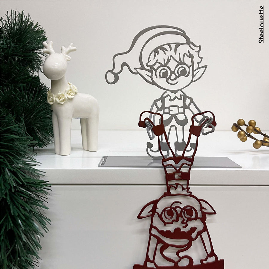 Steelouette Christmas elves decoration that give a fun spirit your home, office or shop