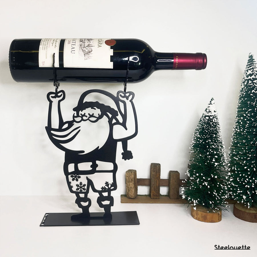 Santa Claus wine holder made of steel. A great gift idea for wine lovers for Christmas or the holidays! A product by Steelouette.
