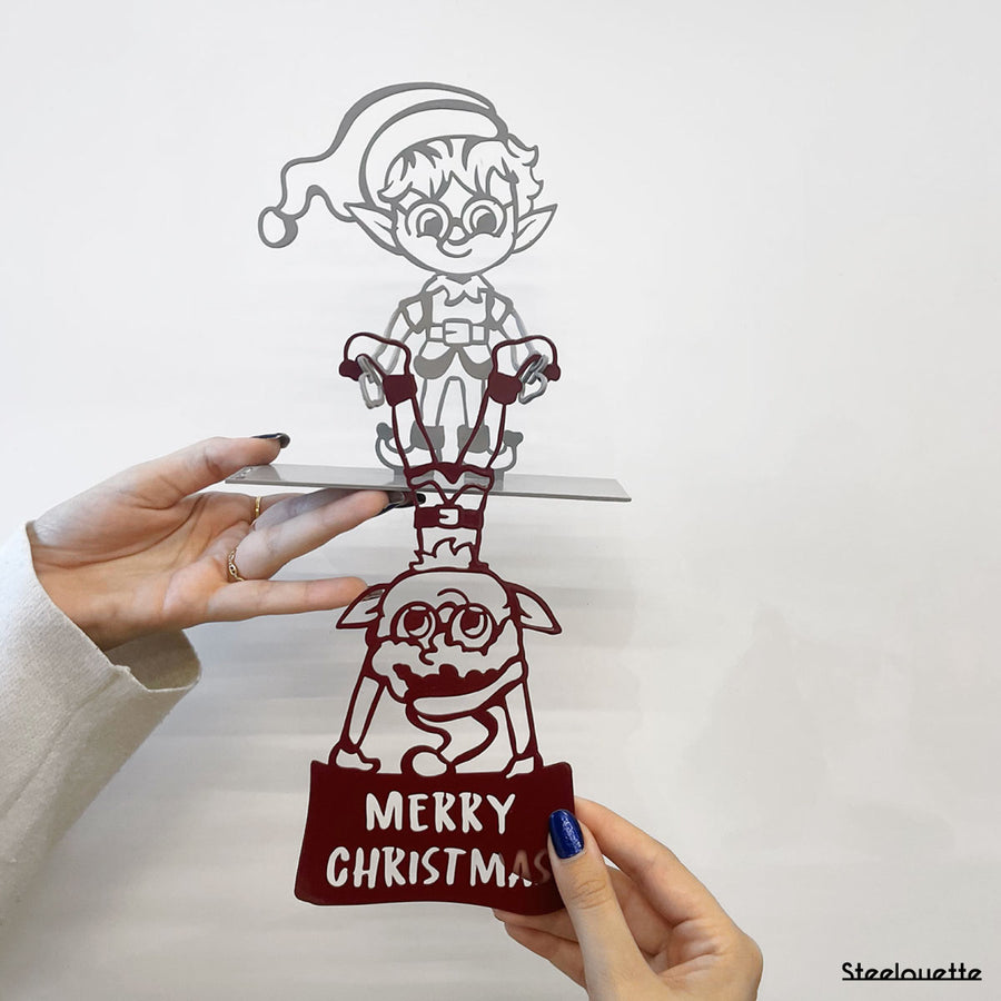 Steelouette Christmas elves decoration that give a fun spirit your home, office or shop