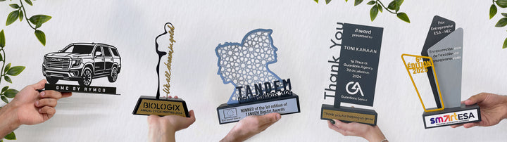 Customized trophies, awards and corporate gifts by Steelouette.
Designed and Produced in Lebanon