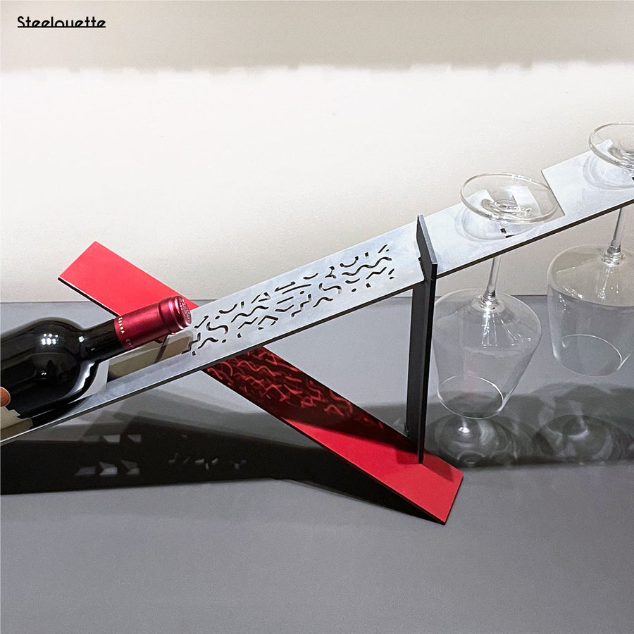 Modern design wine holder made of steel. A great gift idea for wine lovers and an original home decoration product by Steelouette.