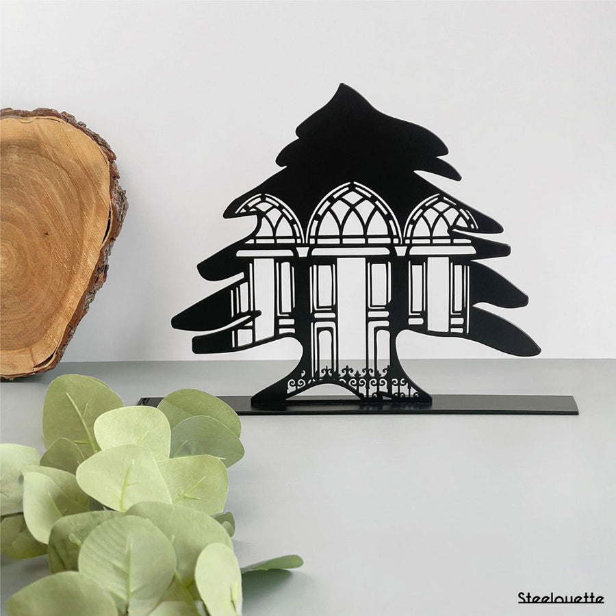 Cedar of Lebanon design blended with an arch traditional facade. A great gift idea and home decoration product by Steelouette.