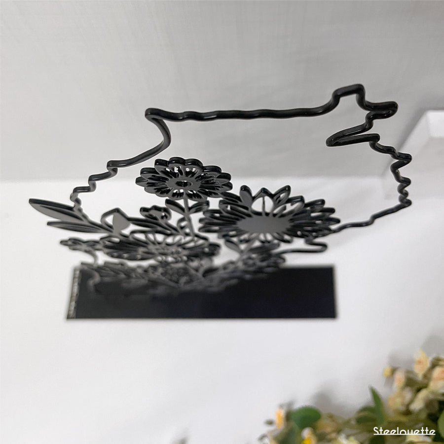 Map of Lebanon that is blooming with flowers. A great gift idea and home decoration product by Steelouette.