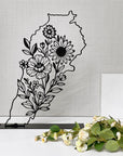 Map of Lebanon that is blooming with flowers. A great gift idea and home decoration product by Steelouette.