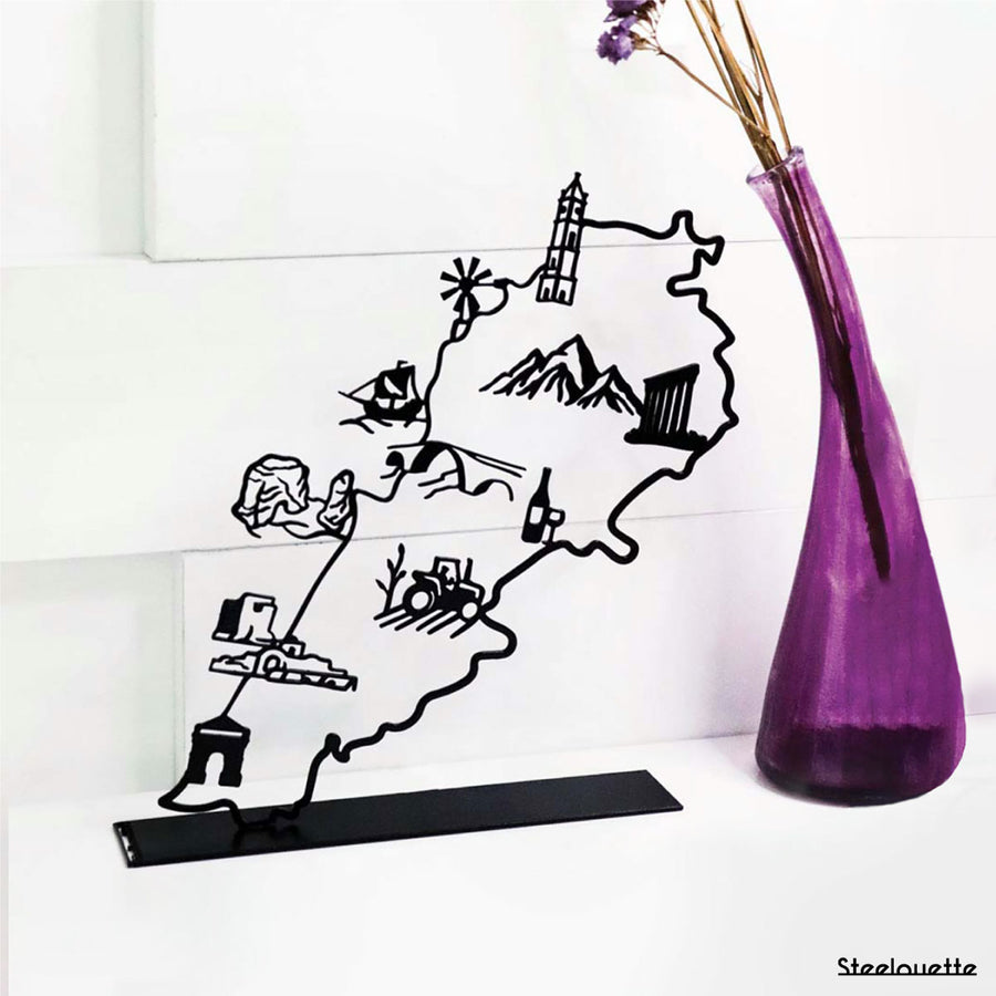Map of Lebanon with the famous landmarks. A great gift idea and home decoration product by Steelouette.
