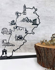 Map of Lebanon with its famous landmarks. A great gift idea and home decoration product by Steelouette.