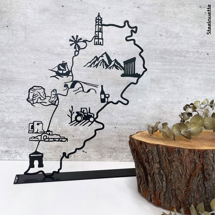 Map of Lebanon with its famous landmarks. A great gift idea and home decoration product by Steelouette.
