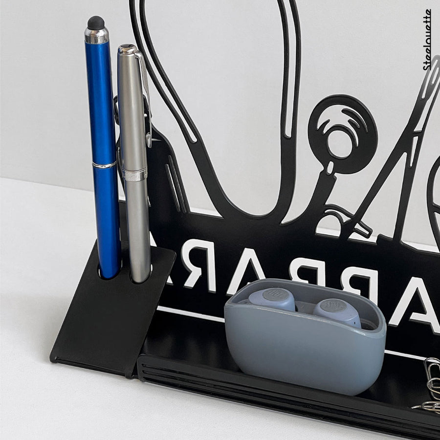 Pen holder to gift a doctor or professor, can be used as a phone holder, or office essential, created by Steelouette