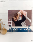 Customized metal Father's Day gift for his office, home, or every day accessories. Specifically a photo frame or picture holder.
