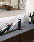 Modern design wine holder made of steel. A great gift idea for wine lovers and an original home decoration product by Steelouette.