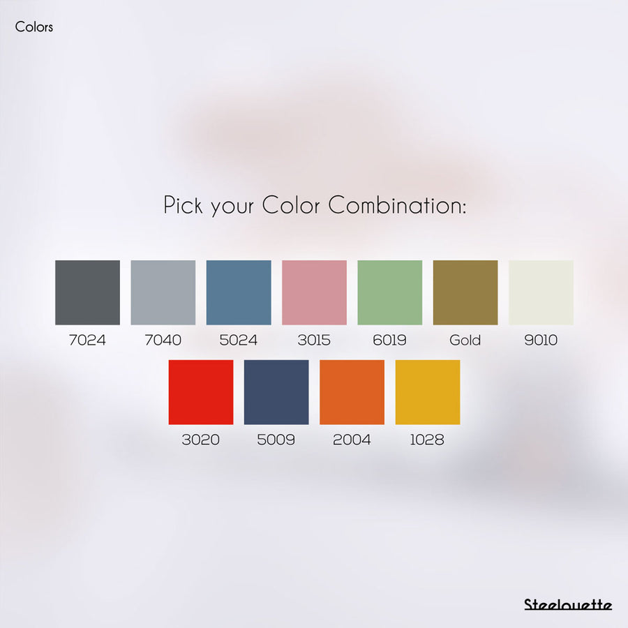 Color options for a gift for a newborn's or baby's room, personalized to his name. A decorative, customizable, colorful and modern design by Steelouette.