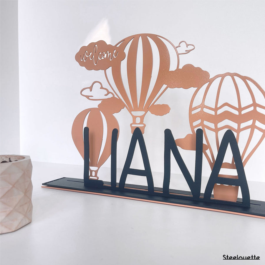 A gift for a newborn's or baby's room, personalized to his name. A decorative, customizable, colorful and modern design by Steelouette.