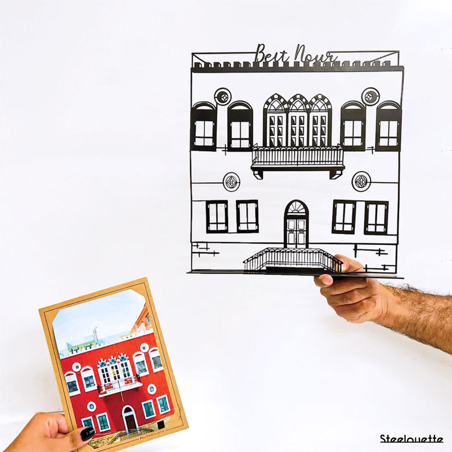 A customized building drawing in metal. A great gift idea and home decoration product by Steelouette