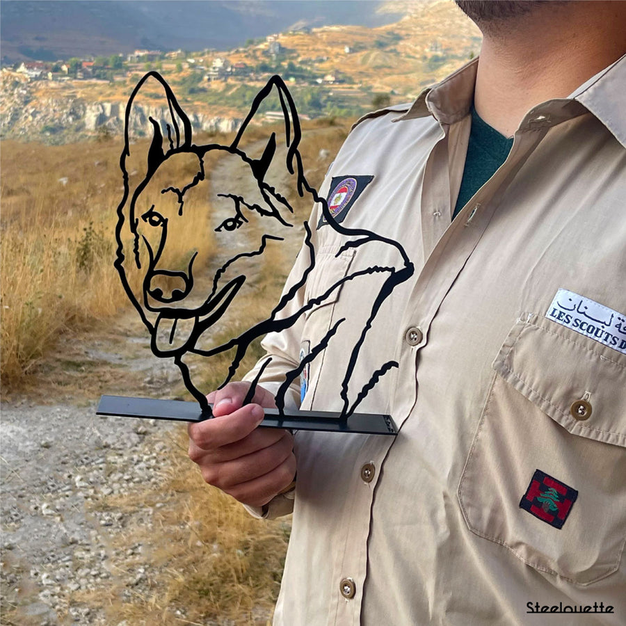 Steelouette customized totem decorative piece for your Scouts chef or cheftaine, wolf design