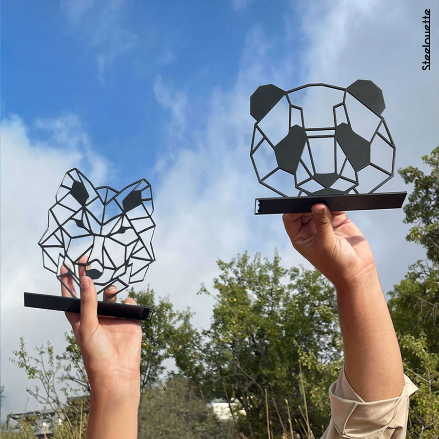 Steelouette customized totem decorative piece for your Scouts chef or cheftaine, wolf and panda designs