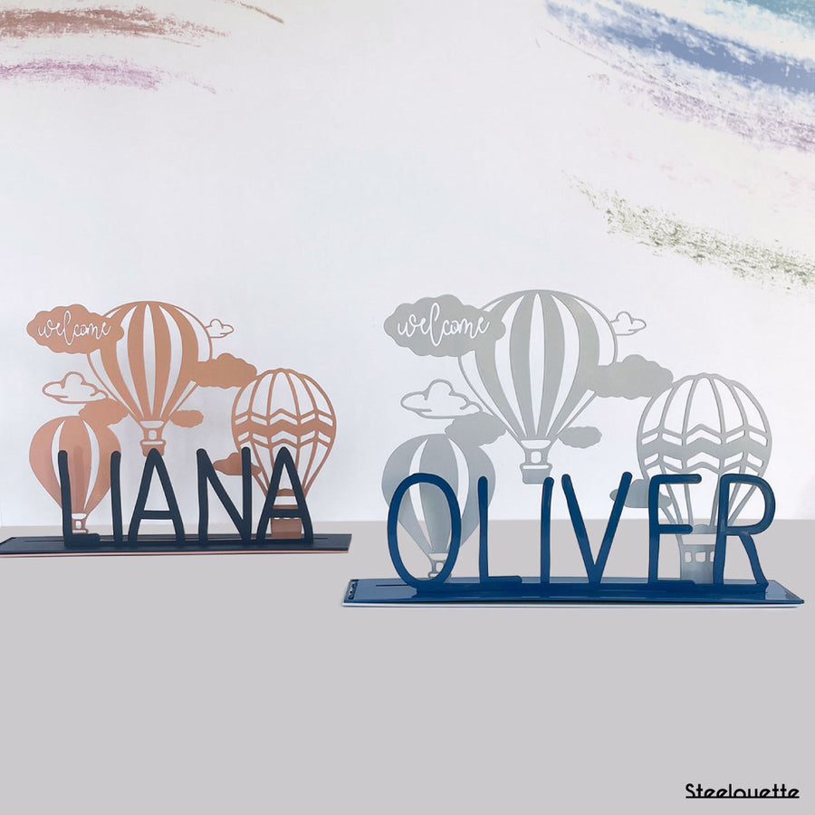 A gift for a newborn's or baby's room, personalized to his name. A decorative, customizable, colorful and modern design by Steelouette.