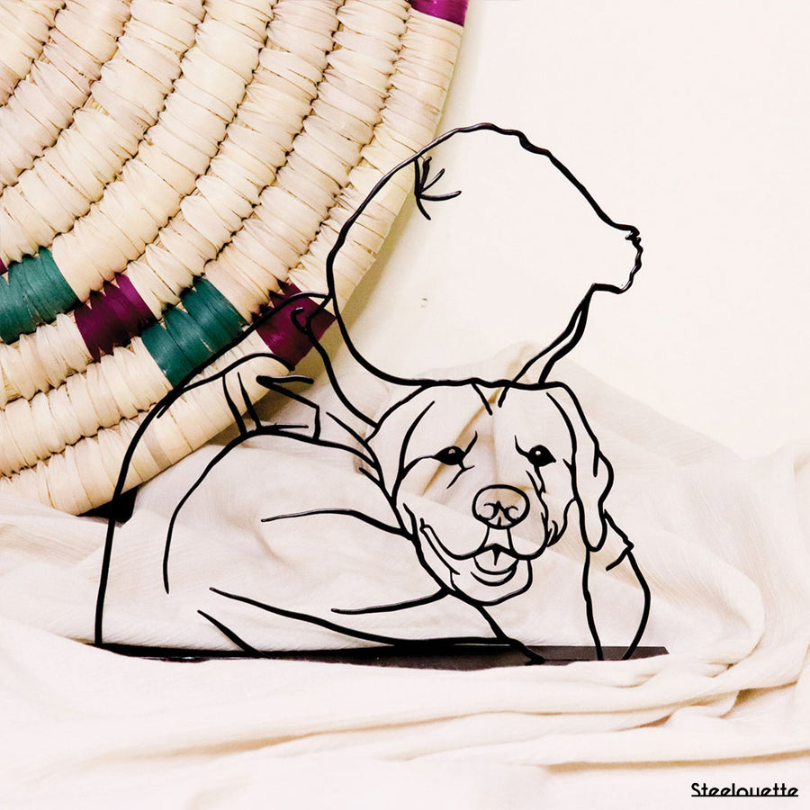 Steel decorative gift item featuring a dog