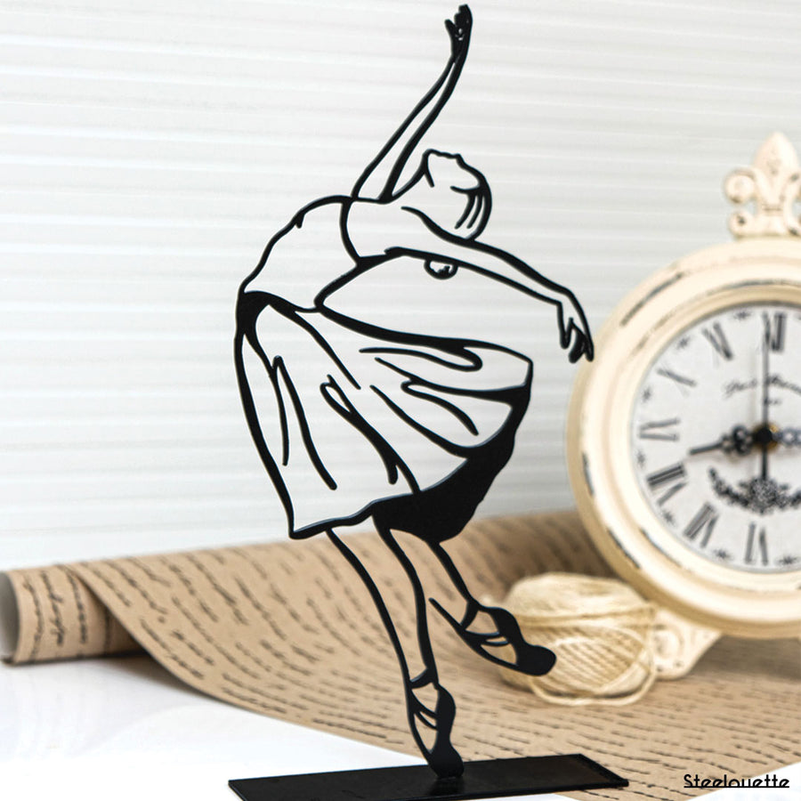 Steel decorative and gift item featuring a ballet dancer in motion.