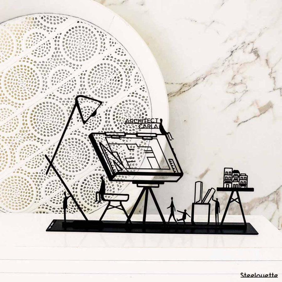 Steel decorative and gift item for an architect, engineer, planner, or designer. A great gift to decorate their office or home. Modern gift created by Steelouette.
