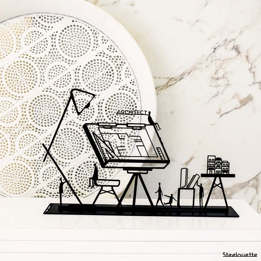 Steel decorative and gift item for an architect, engineer, planner, or designer. A great gift to decorate their office or home. Modern gift created by Steelouette.