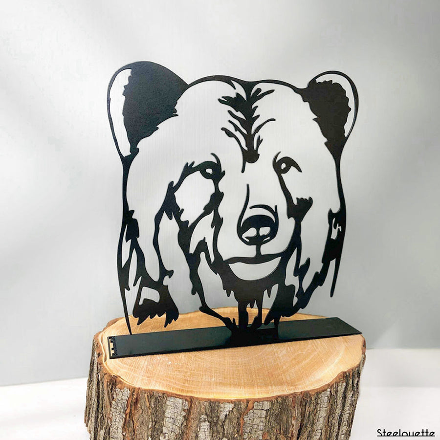 Steel decorative and gift item featuring a bear, great for wildlife enthusiasts and scout totem.