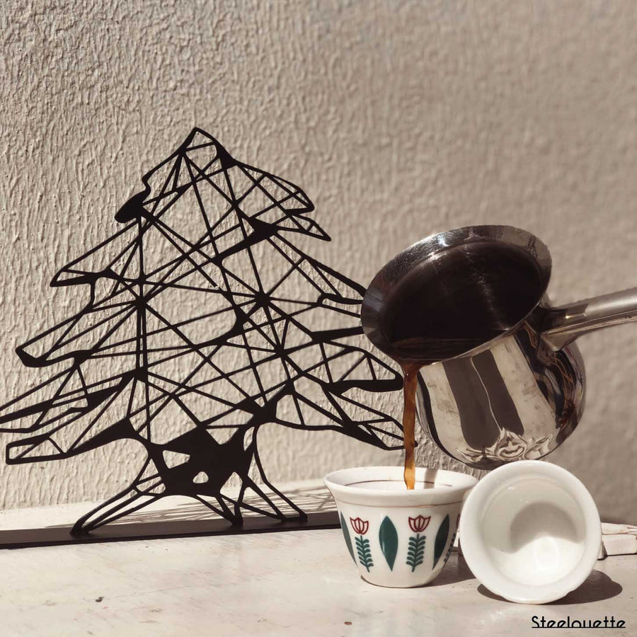 Metal statue of the Cedar Tree of Lebanon. A great gift idea and home decoration product by Steelouette.