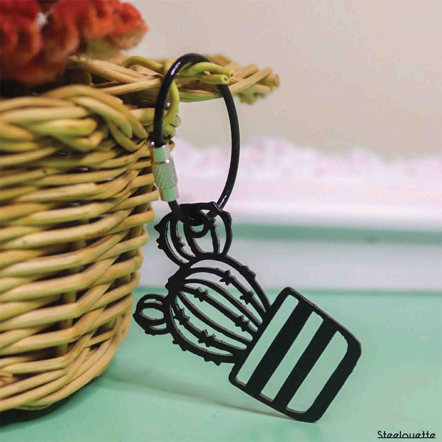Steel decorative and gift keychain in the shape of a cactus
