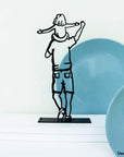 Steel decorative and gift item depicting a father carrying their daughter on their shoulders