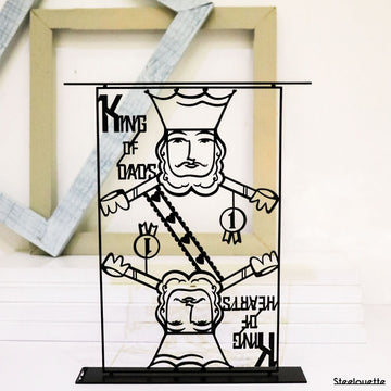 Steel decorative gift item featuring the number one dad, the King of dads