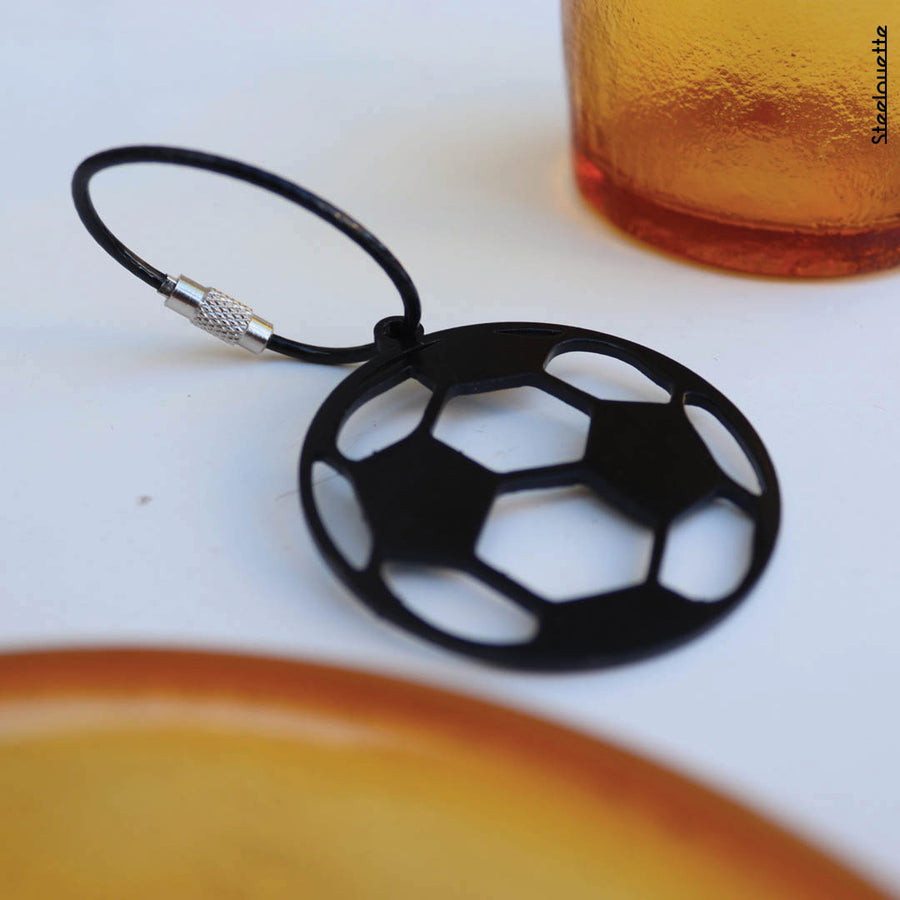 Steel decorative gift keychain of a soccer ball