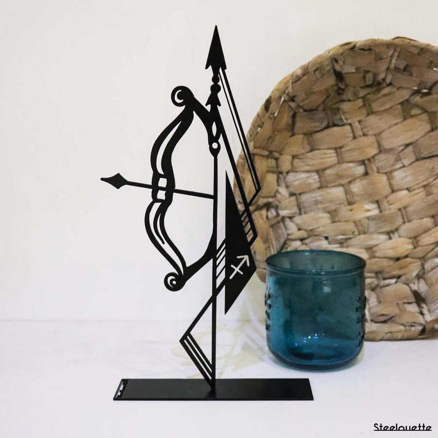 Steel decorative gift item featuring the sagittarius zodiac sign