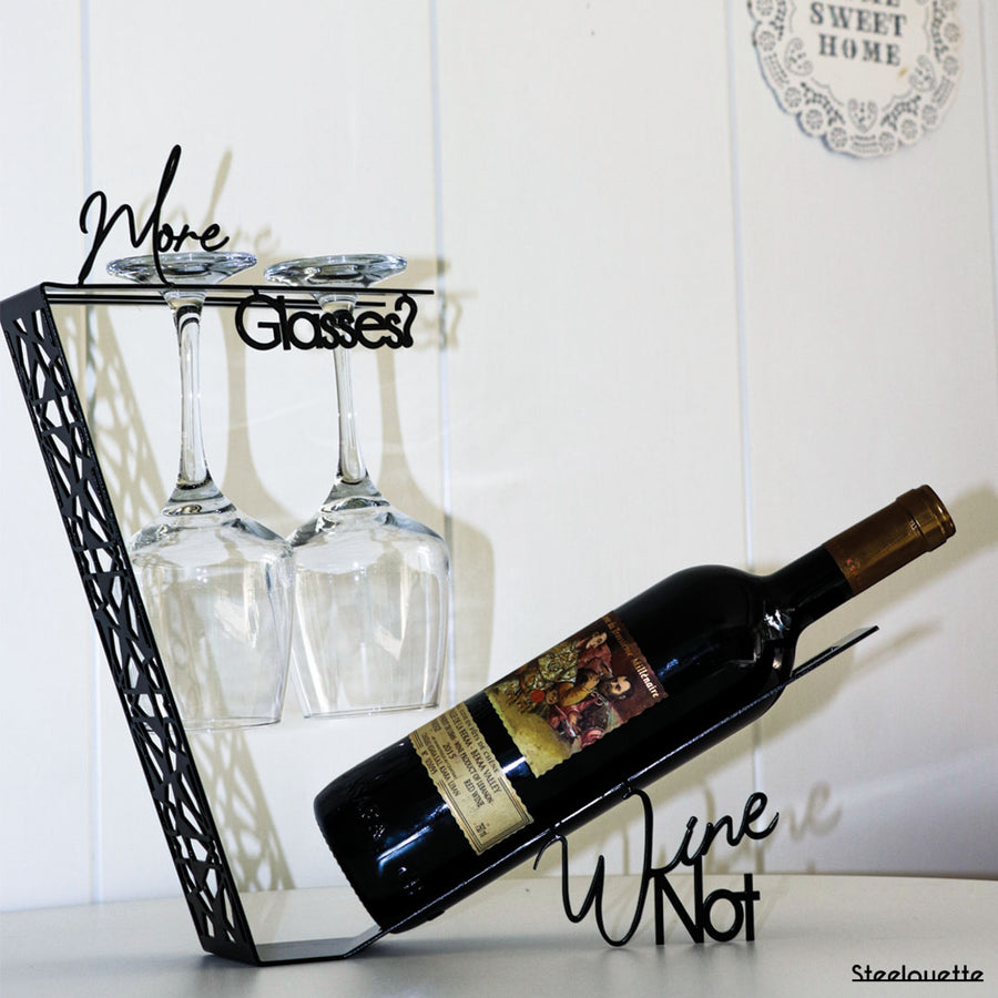 Modern design wine holder made of steel. A great gift idea for wine lovers and an original home decoration product by Steelouette.