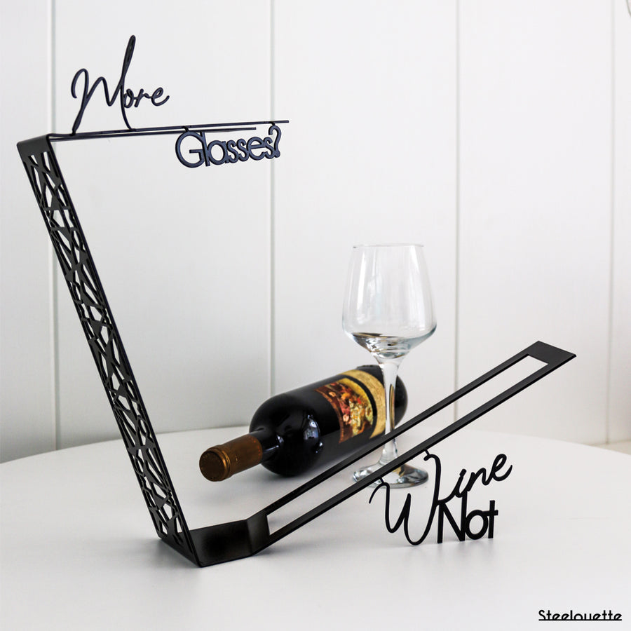 Modern design wine holder made of steel. A great gift idea for wine lovers and an original home decoration product by Steelouette.